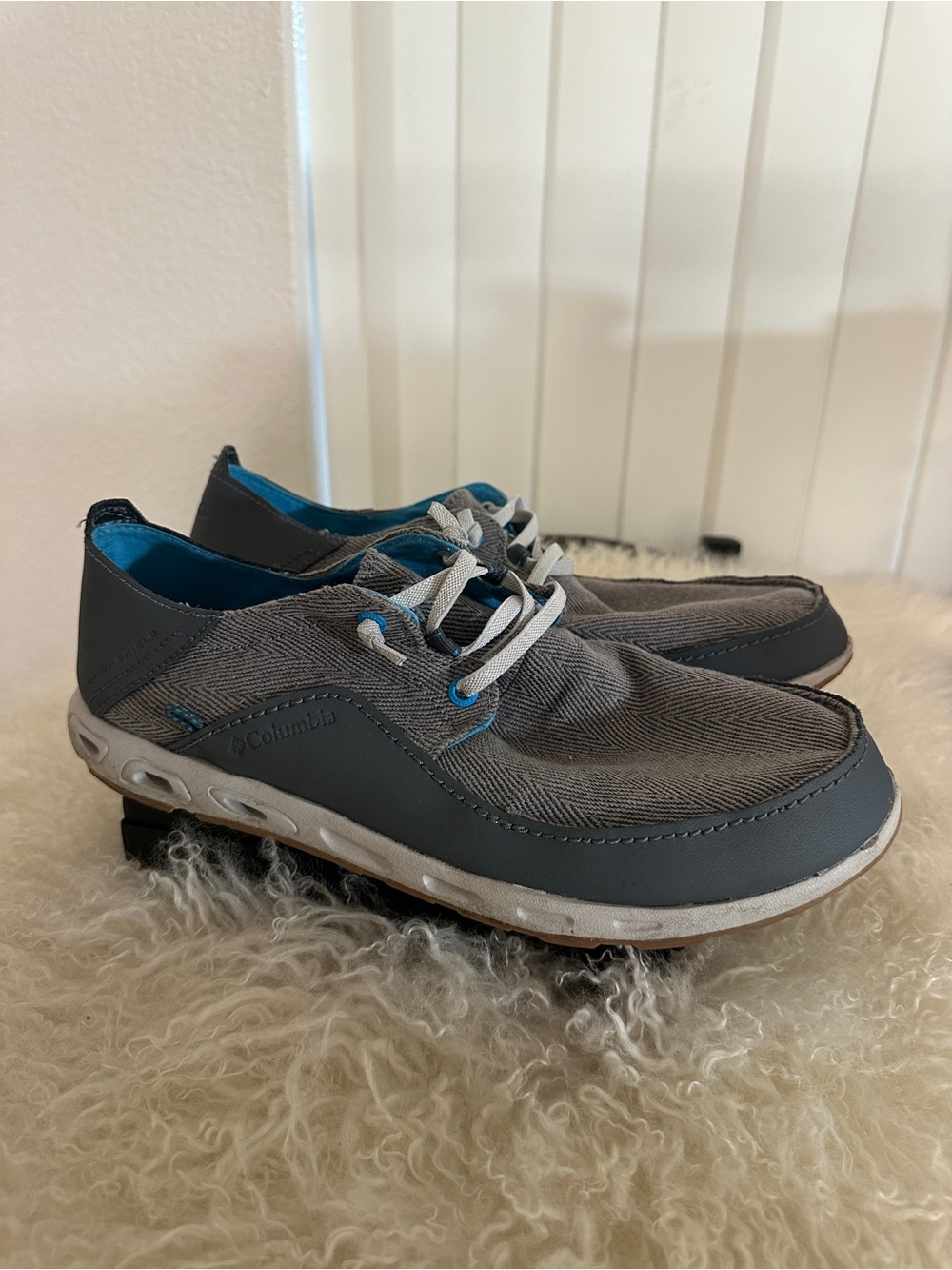 Columbia Bahama Vent PFG Shoe Mens Size 11 Gray Canvas Boat Shoe Casual Low Top